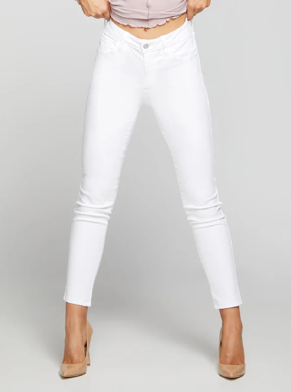Renaissance Style Mid-Rise Sexy Curve Denim Jeans In Pure White Wash