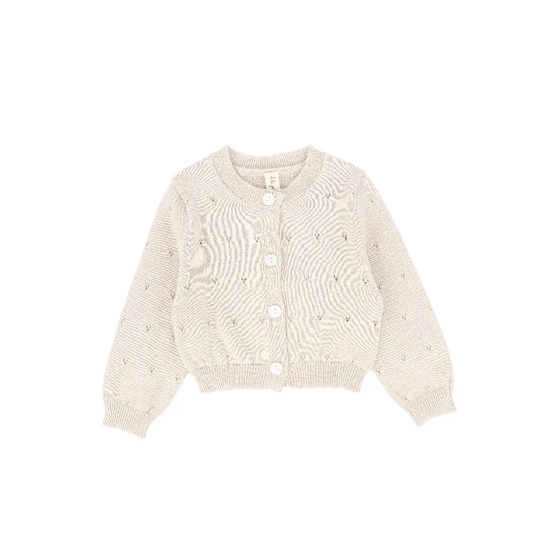 Fashion Style Bebe Jolee Beige Pointelle Knit Button Cardigan [FINAL SALE]