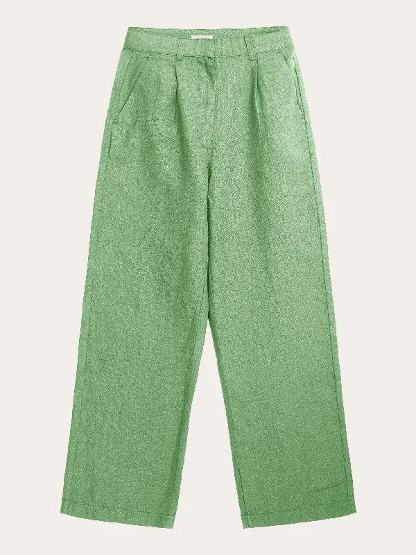 Elegant Style Loose natural linen pants - Shale Green