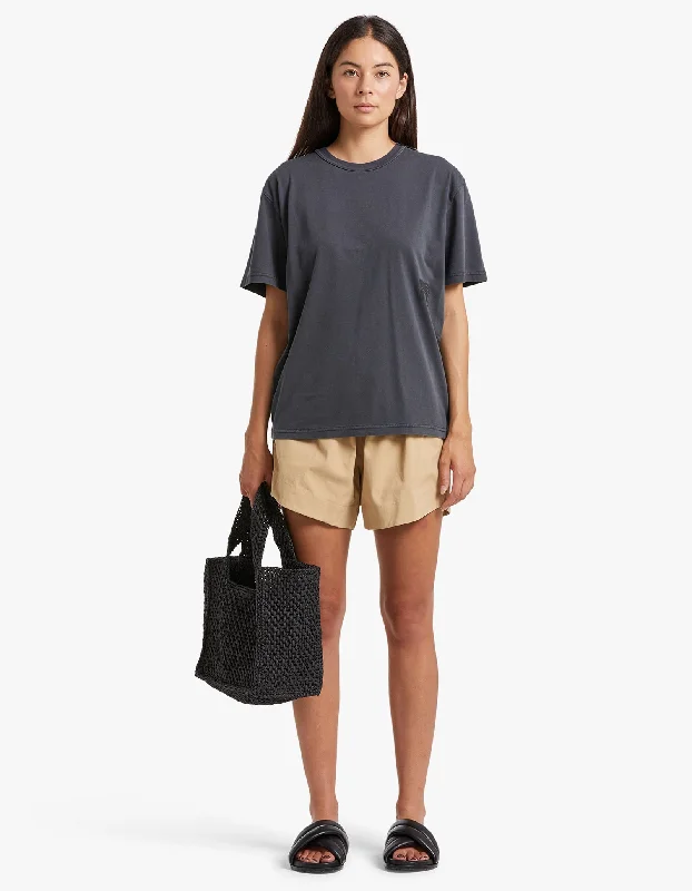Sporty Elegance Canvas Flared Short - Tan