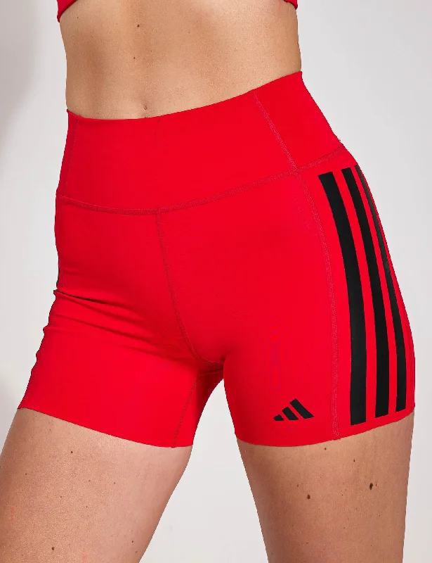 Practical Style Optime 3-Stripes 1/4 Short Leggings - Pure Ruby