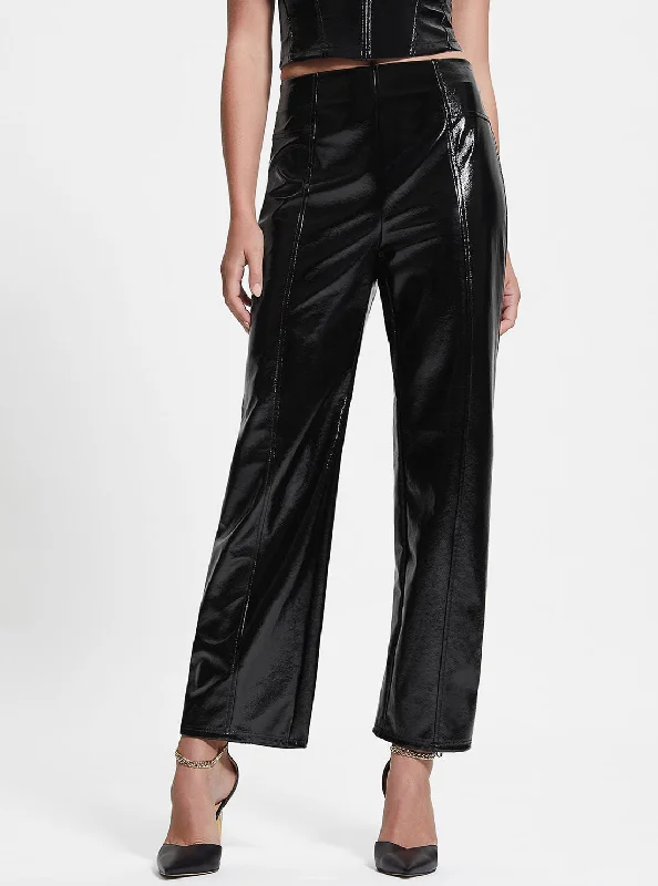 Casual Elegance Black Monica Faux Leather Pants
