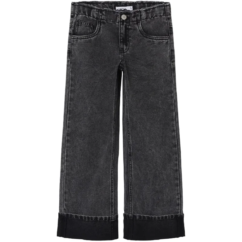 Casual Elegance Name It Dark Grey Denim Rose Wide Jeans
