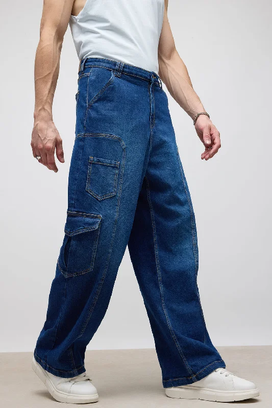 Economic Outlook Streetwear Indigo Men's Cargo Pants