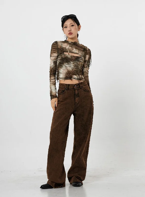 Versatile Style Washing Wide Jeans Unisex CS21