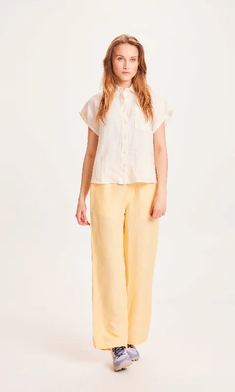 British casual POSEY Linen Mix Elastic Waist Pants - Impala