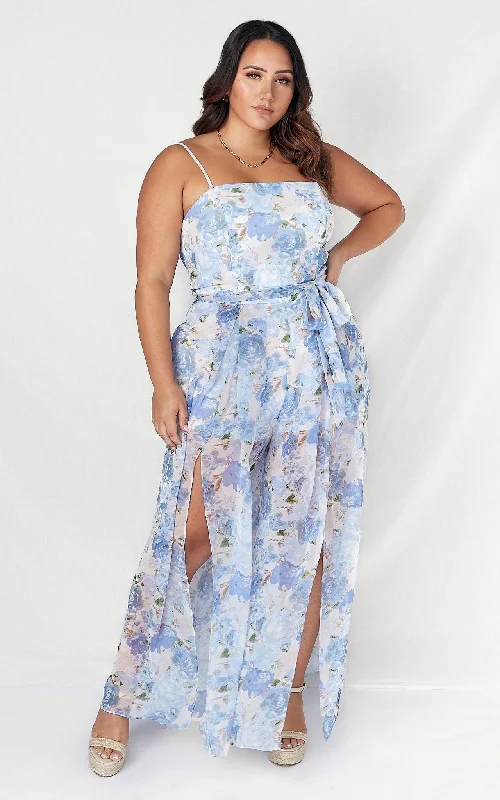 Easy Style Lagoon Jumpsuit - Blue Floral