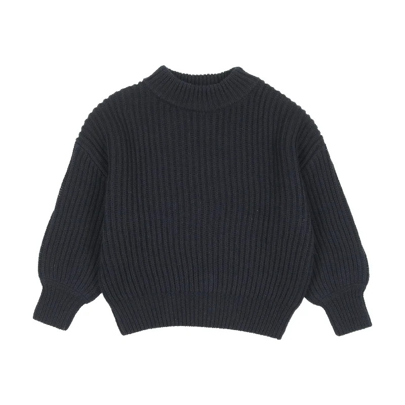Black And White Style KIN & KIN NAVY RIBBED SWEATER [FINAL SALE]