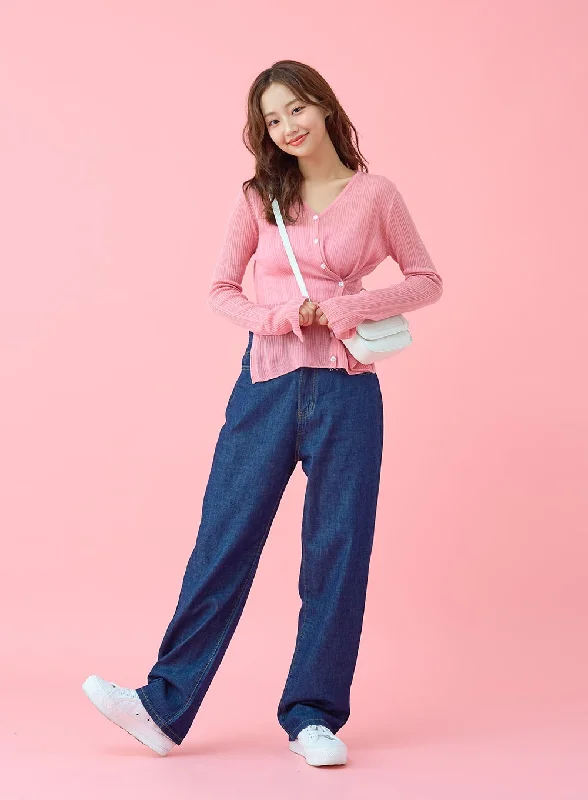 Casual And Versatile Daily Summer Denim Wide Leg Pants BU29