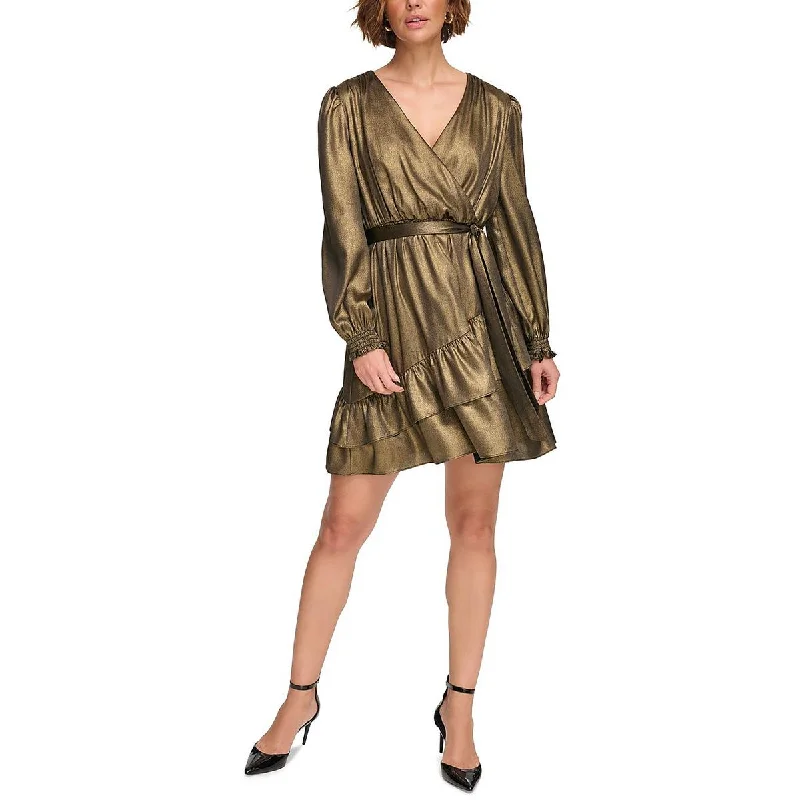Sports Fashion DKNY Womens DKNY  Metallic Midi Cocktail And Party Dress