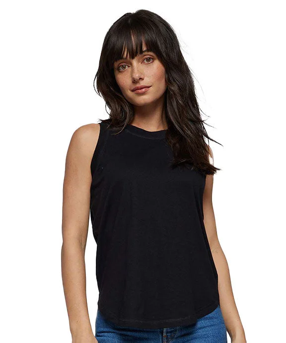 Retro Stripes 3592 - LAT Ladies Relaxed Tank Top | Black