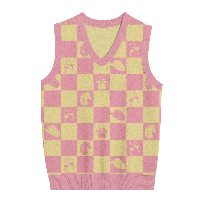 Designer Style Midwest Princess Checkered Knit Vest