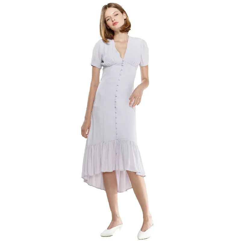 Fresh And Natural Women's V-Neck Mermaid Button Down Maxi Dress In Lavender
