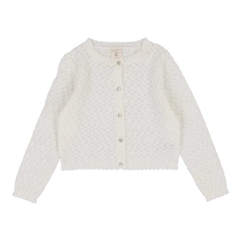 Effortless Style ANALOGIE BY LIL LEGS WHITE KNIT POINTELLE CARDIGAN