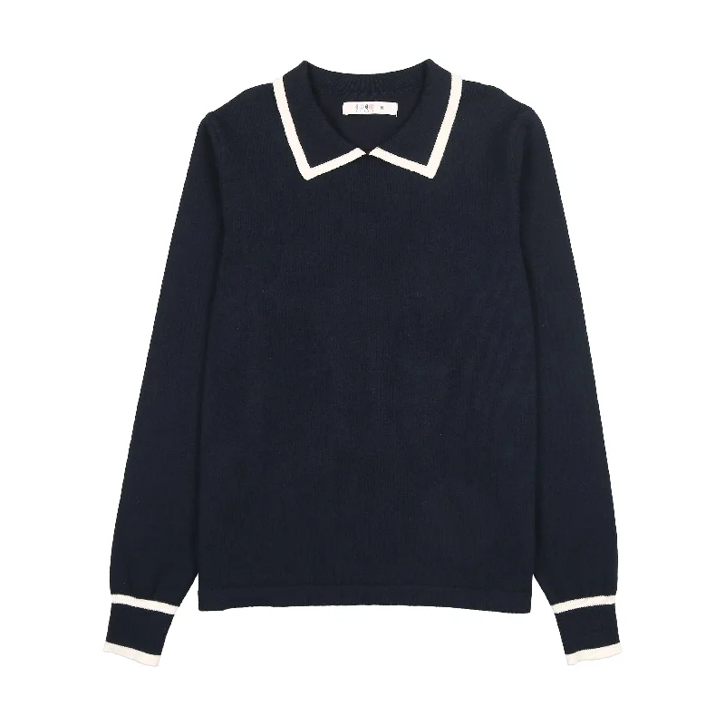 Relaxed Style Coco Blanc Navy Collared Sweater