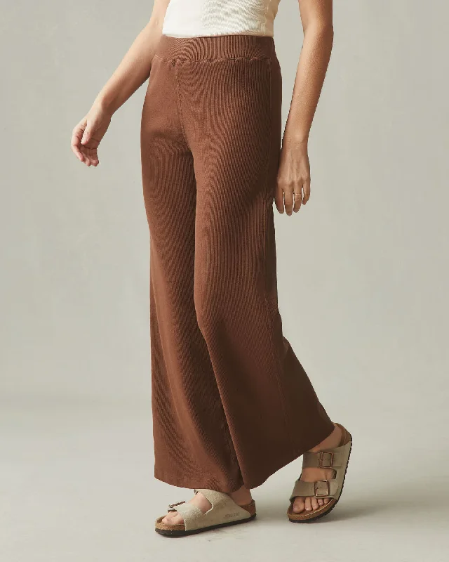 Breezy Style Rib Wide Leg Pant - Potting Soil