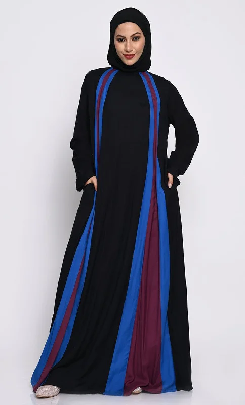 Modern Chic Flared Rayon Fabric Abaya with Full Sleeves and Side Pockets