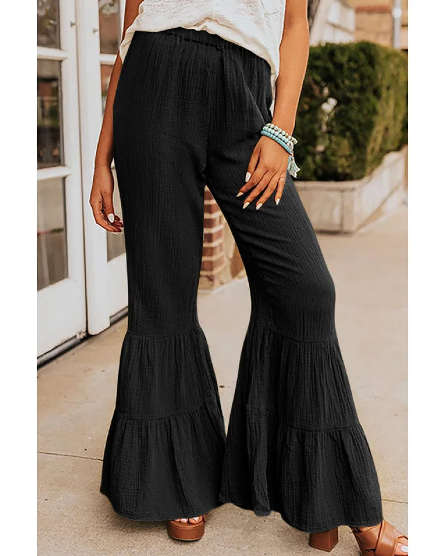 Classic Series Azura Exchange Textured Ruffled Bell Bottom Pants - S