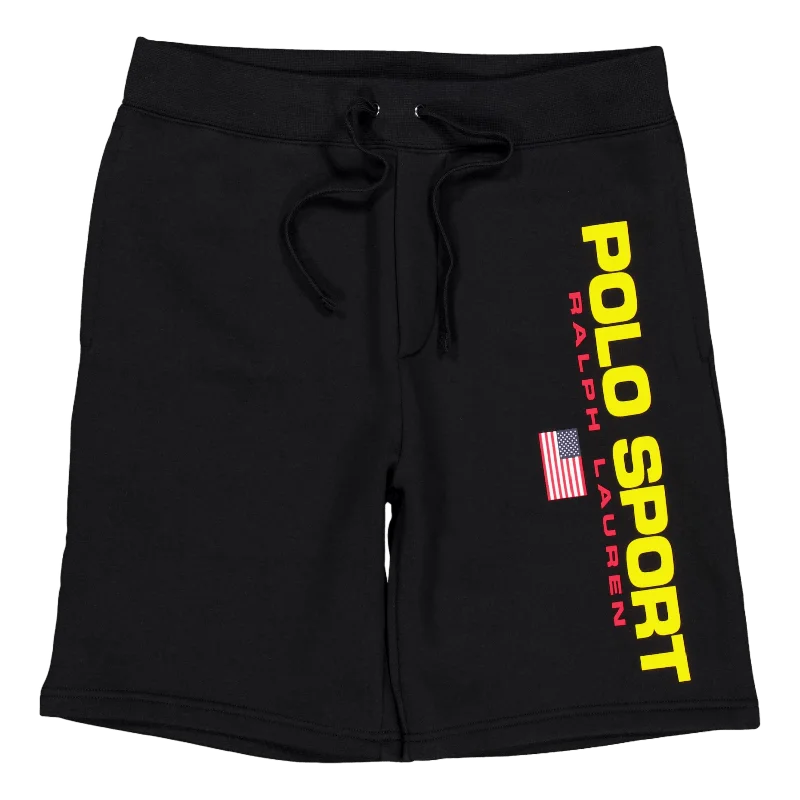 Lazy Home 8-Inch Polo Sport Fleece Short Polo Black