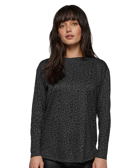 Preview New Products 3508 - LAT Ladies Relaxed Long Sleeve T-Shirt | Black Leopard