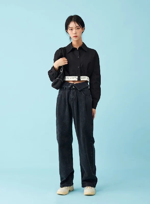 End Of The Year Four Buttoned Open Black Jeans CU8