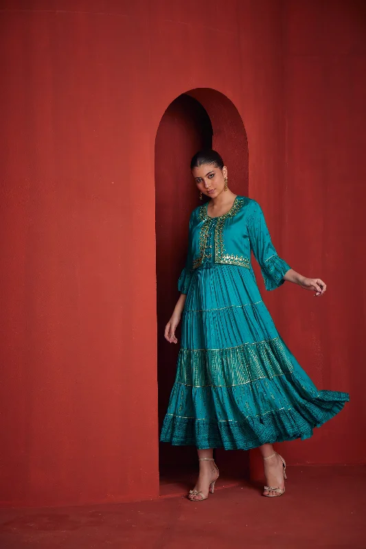 Comfortable Series Neeru's Womens Rama Color Santoon Fabric Dress