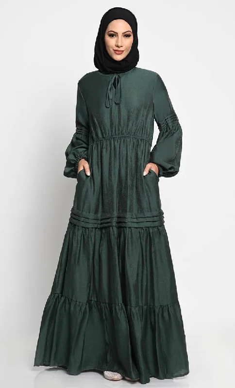 Relaxed Dresses Elegant Korean Shimmer Fabric Abaya with Crepe Lining