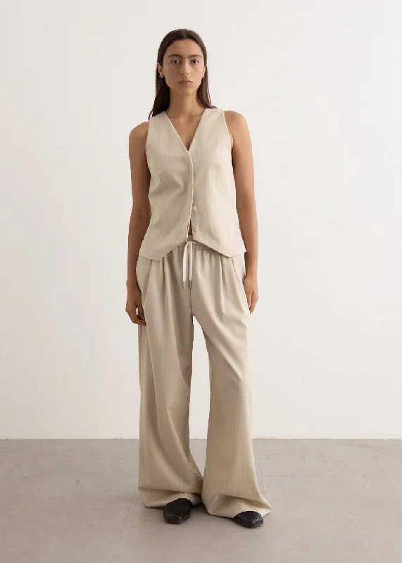 Relaxed Dresses Pinstripe Wool Drawstring Pants