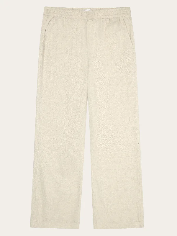 Chic Outfits POSEY wide mid-rise flannel solid pants - GOTS - Greige