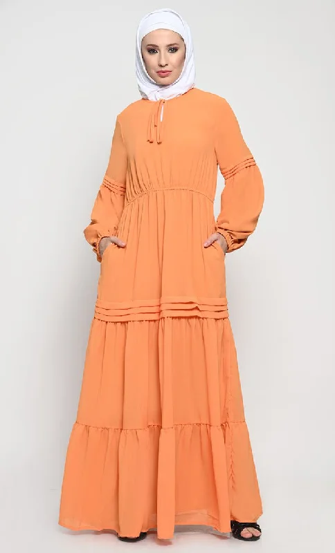 Soft Wear Elegant Korean Shimmer Fabric Abaya with Crepe Lining