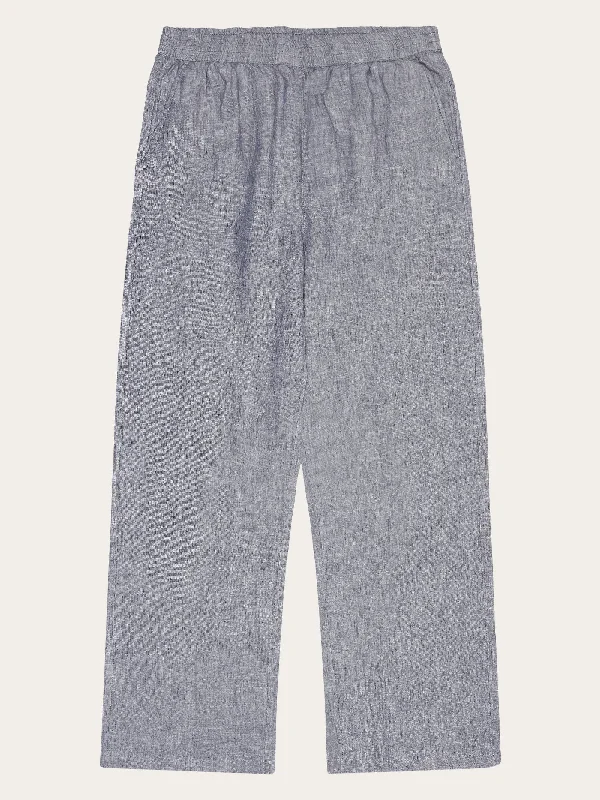 High-end Customization POSEY wide mid-rise linen pants - GOTS/Vegan - Vintage Indigo