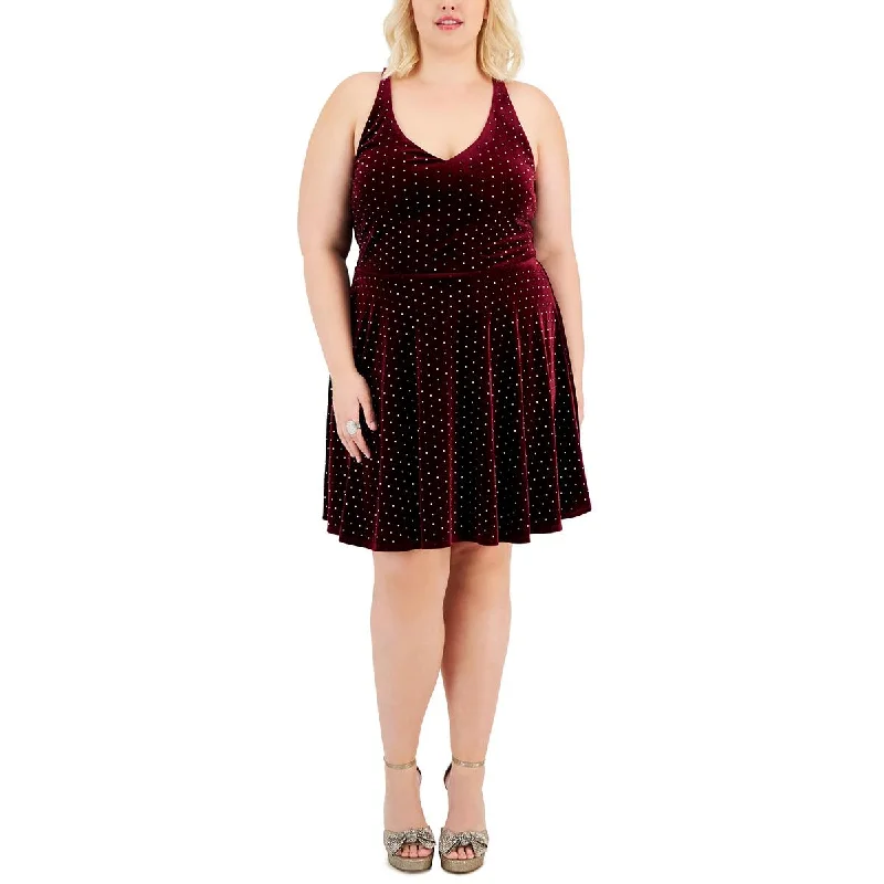 Soft Comfort City Studio Womens Plus   Velvet Knee Length Cocktail And Party Dress