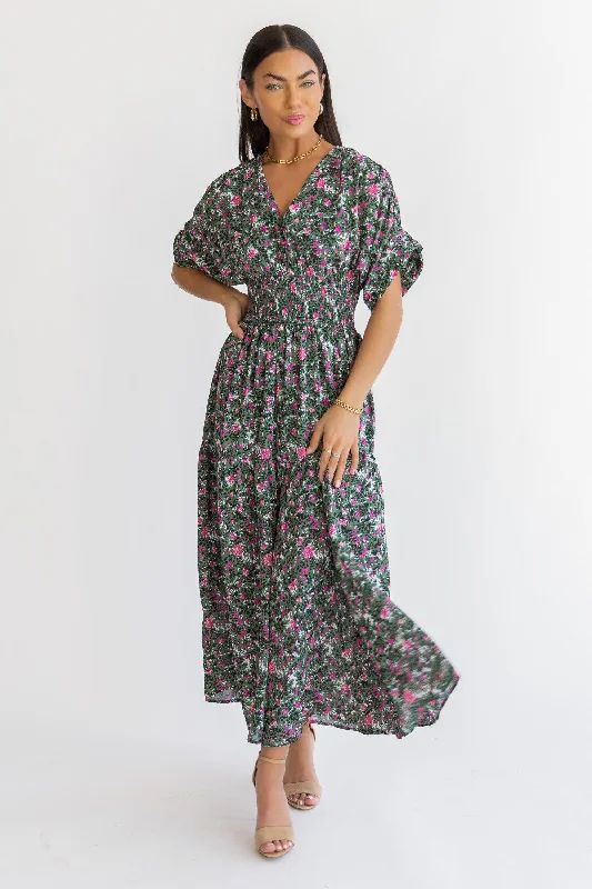 Sweet breath Daria Green Floral Maxi Dress