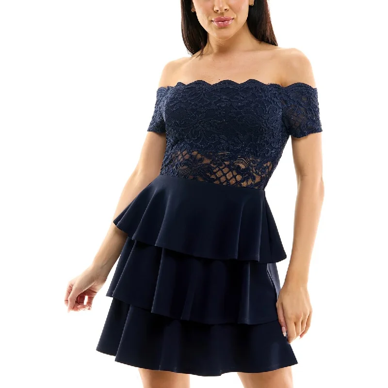 Street Casual Style City Studios Womens Juniors Lace Mini Cocktail And Party Dress