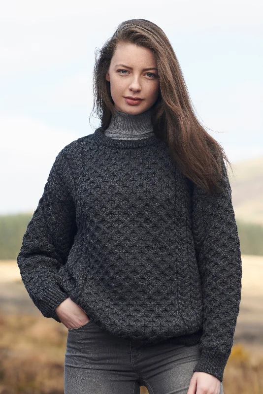 Sports Jumpsuit Traditional Women's Aran Sweater Super Soft-Grey