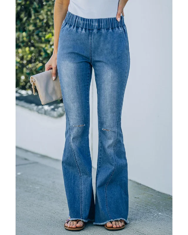 European Plan Azura Exchange Distressed Bell Bottom Denim Pants - M