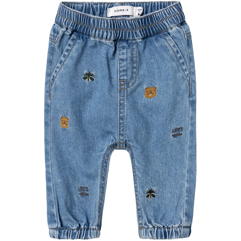 Elegant Series Name It Medium Blue Denim Ben U-Shape Embellished Jeans