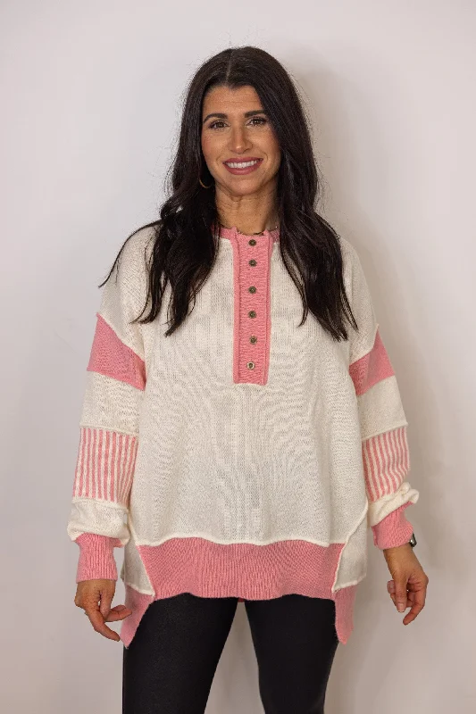Elegant Tailoring keeping Promises Ivory Colorblock Sweater