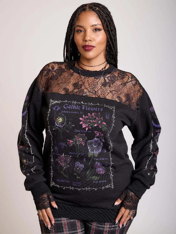 Elegant And Elegant Gothic Flowers Lace Sweatshirt