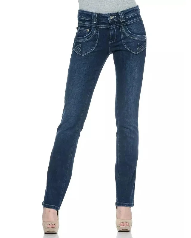 Free And Casual Ungaro Fever Women's Blue Cotton Jeans & Pant - W30 US