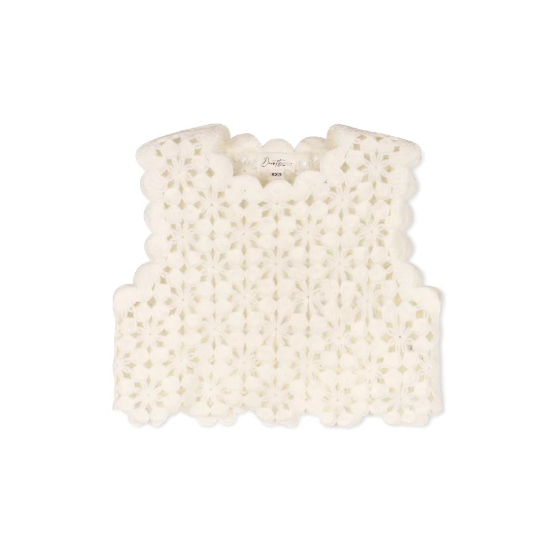 Minimal Comfort Velvette Label Teen Ivory Crochet Vest