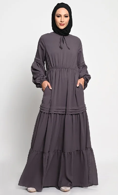 Soft Touch Korean Fabric layered Abaya with Crepe Lining