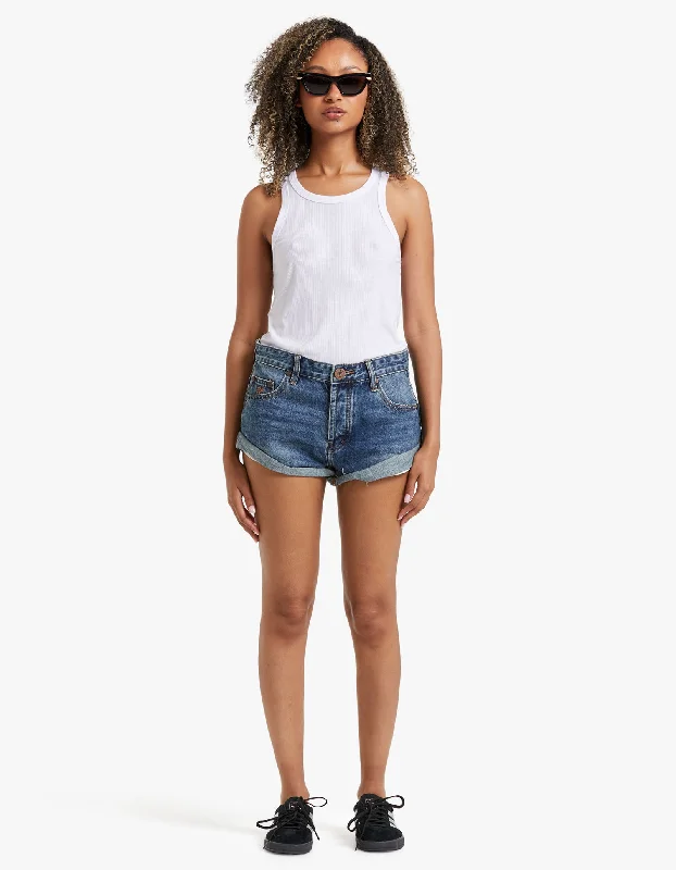 Economic Outlook Bandit Low Waist Denim Short - Gritty Blue