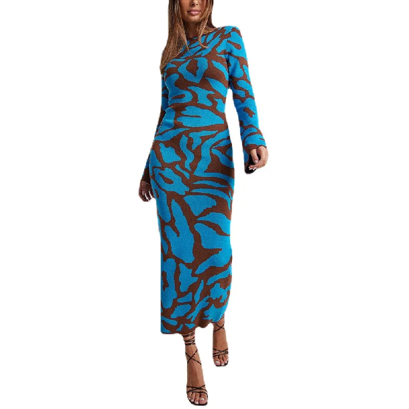 Exclusive Customization Women's Print Bodycon Flare Long Dress