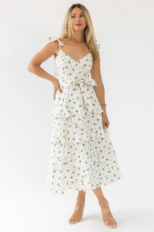 Cozy Pants Luciana Cream Floral Midi Dress