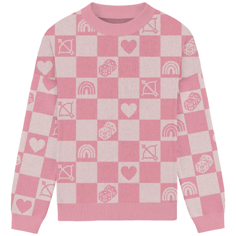 Dessert Matching Lover Checkered Knit Crewneck