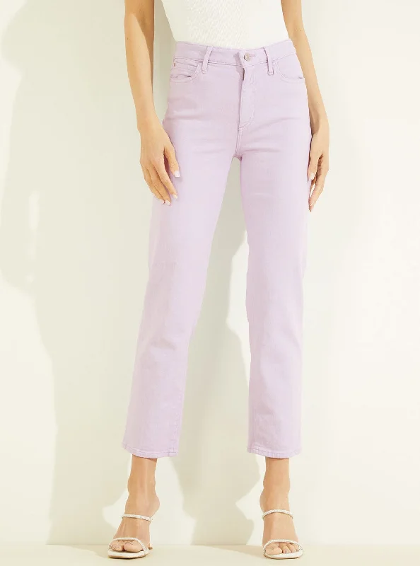 Romantic And Sweet High-Rise 1981 Ankle Straight Leg Denim Jeans in Lavender Haze Wash