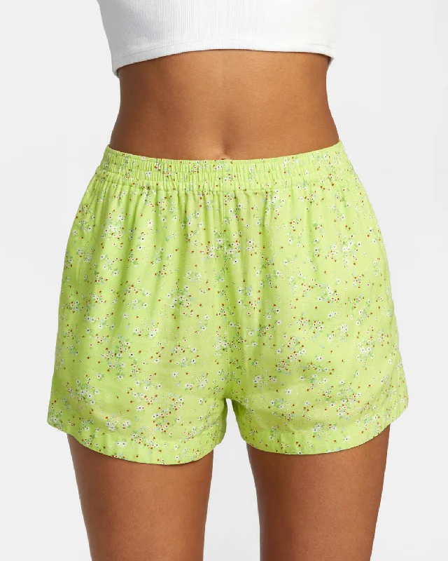 Sweet Breath Sawyer Print Elastic Waist Shorts - Neon Green