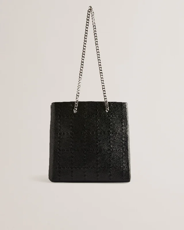 Effortless Dressing Stalia Checked Stitch Detail Small Shoulder Bag Black