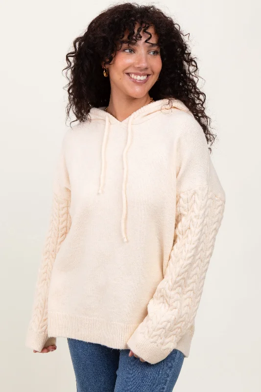 Beautiful Romance Cream Pullover Knit Hoodie